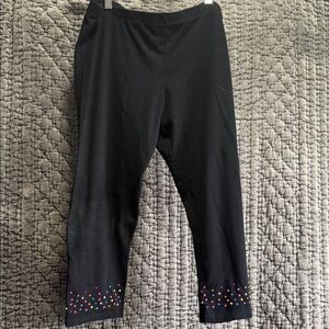 Women's Black 1/2 96 %cotton 4% spandex .Leggings with Colorful Accents
